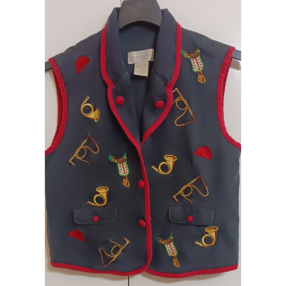Vintage Eagles Eye Womens Vest Horse Equestrian 90s Keeneland Jockey Novelty